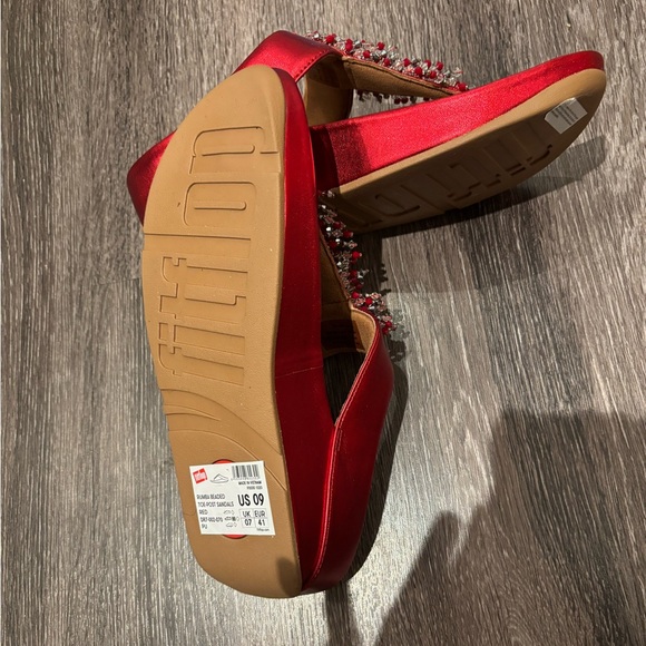 NEW Fitflop Red Cherry Rumba Valentines Embellished Sandals cha Cha Limited ED - Picture 13 of 13